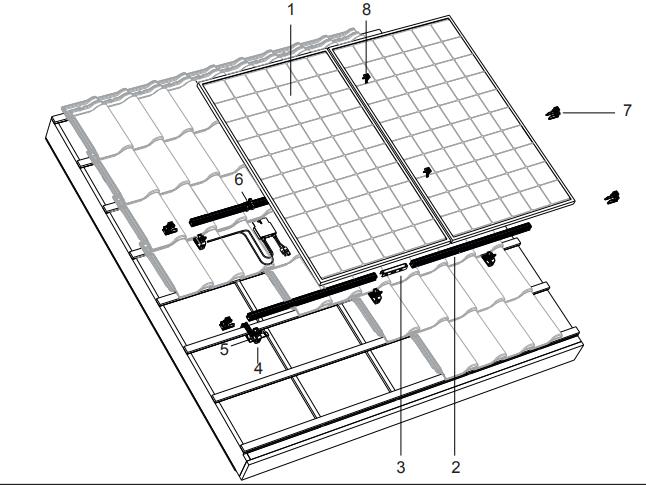 Montageset Ziegeldach Clickfit Evo für 2 Module / Balkonkraftwerk