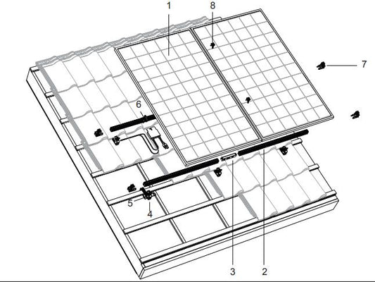 Montageset Ziegeldach Clickfit Evo für 2 Module / Balkonkraftwerk