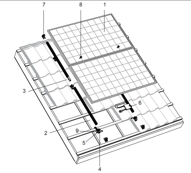 Montageset Ziegeldach Clickfit Evo für 2 Module / Balkonkraftwerk