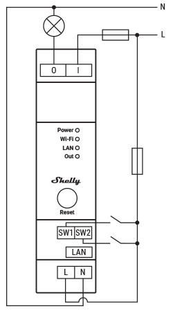Shelly Pro 1PM - WiFi Relais für Hutschienenmontage mit Leistungsmessung