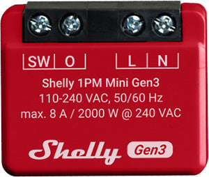 Shelly Plus 1PM Mini Gen3 - WiFi Relais mit Leistungsmessung für bis 8 A / 2000W