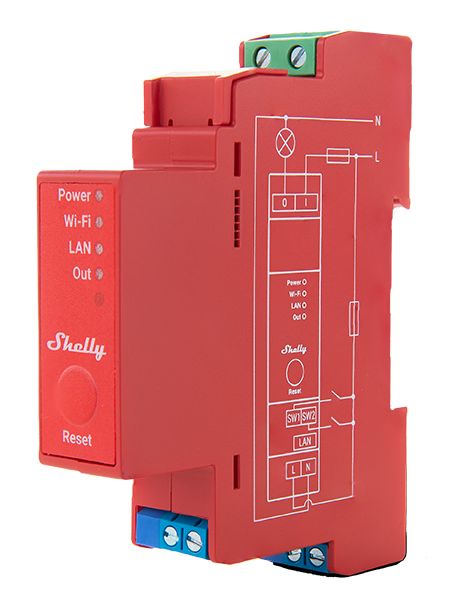 Shelly Pro 1PM Slim Relais Met Energiemeting - WiFi Bluetooth - DIN-Rail - Alexa Compatibel